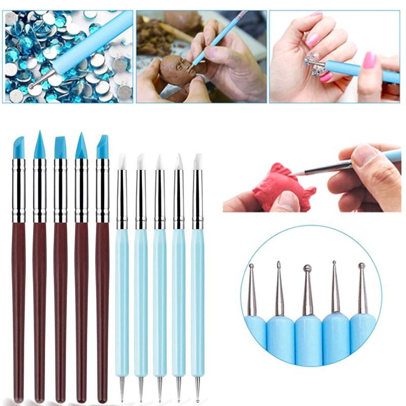 Nail Art Dotting Tool - 1/10/15 Pcs/Set Dual Ended Rhinestone Nail