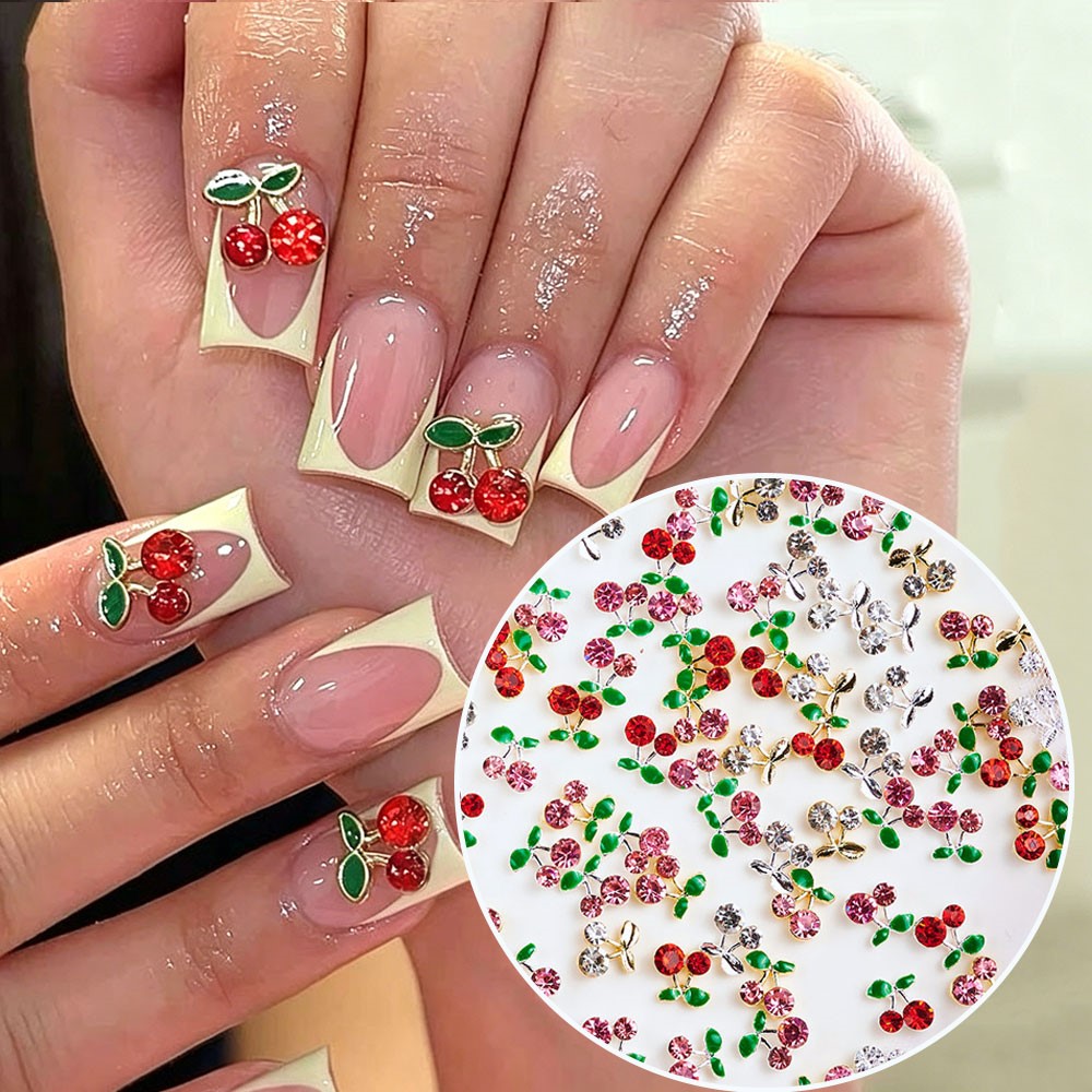 40pcs 3D Shiny Pink & Red Cher - огляд і ціна Nail Art Red Cherry