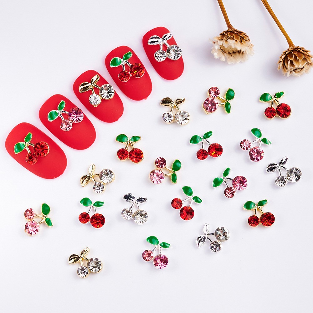 40pcs 3D Shiny Pink & Red Cher - огляд і ціна Nail Art Red Cherry