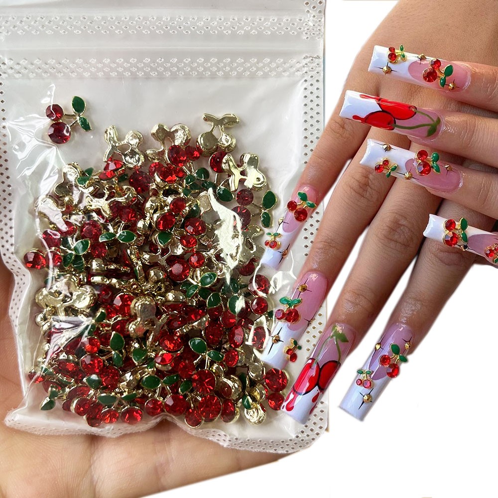 40pcs 3D Shiny Pink & Red Cher - огляд і ціна Nail Art Red Cherry