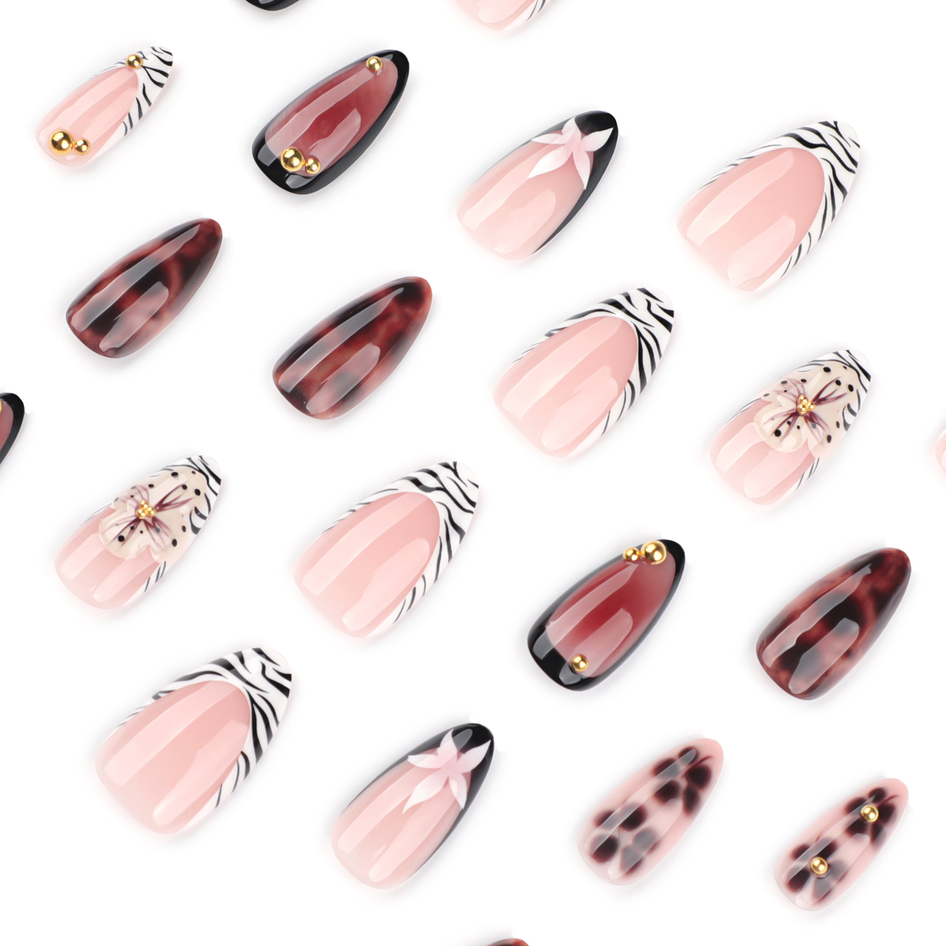 24Pcs French Zebra-Print Fake  - огляд і ціна Nail Art Zebra