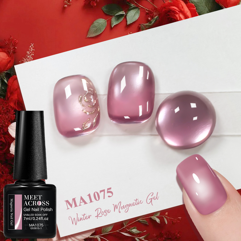 Pink Winter Rose Cat Magnetic  - огляд і ціна Nail Art Valentines Day