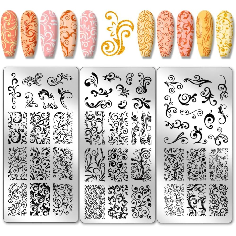 3pcs Swirl Pattern Nail Art Te - огляд і ціна Nail Stamping Plate