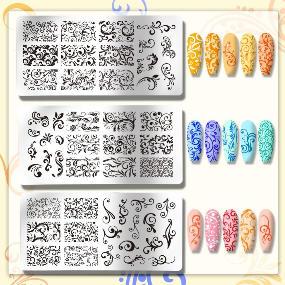 3pcs Swirl Pattern Nail Art Te - огляд і ціна Nail Stamping Plate