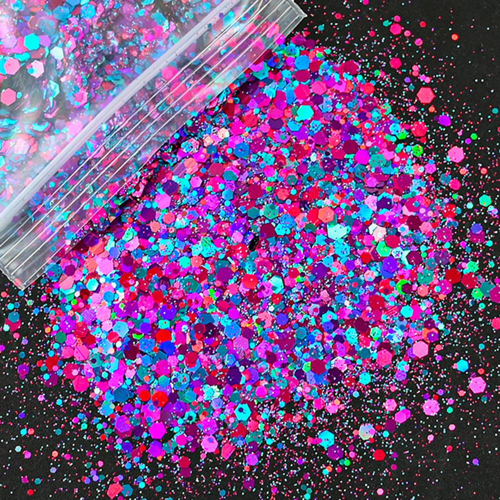 50G Holographic Mixed Hexagon  - огляд і ціна Nail Art Xmas
