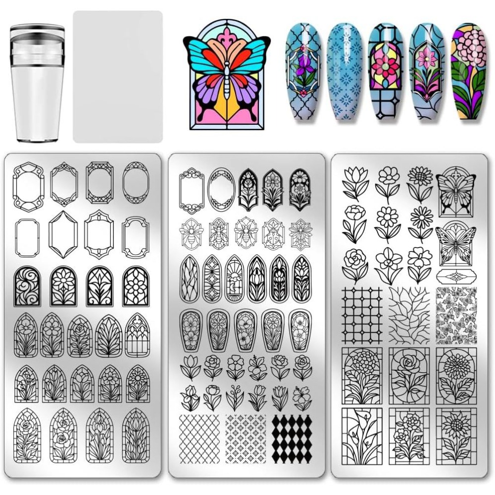 3pcs Flower Window Nail Stampi - огляд і ціна Nail Stamping Plate