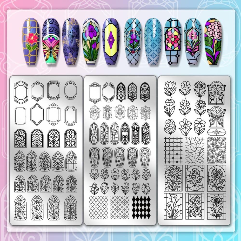 3pcs Flower Window Nail Stampi - огляд і ціна Nail Stamping Plate