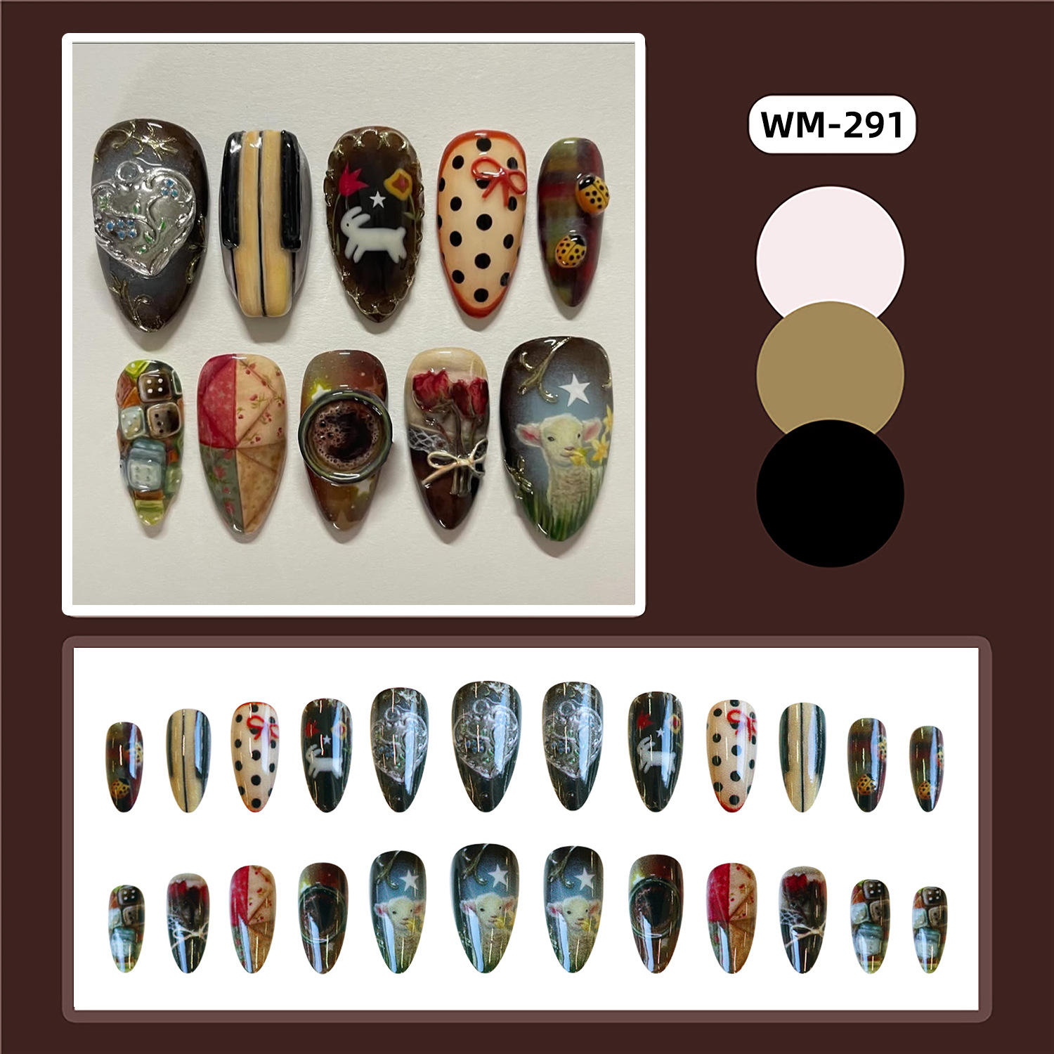 24pcs Vintage Country Style Fa - огляд і ціна Nail Art Y2K