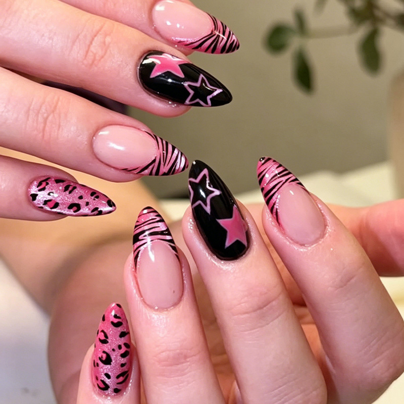24pcs Y2K Pink Zebra Leopard P - огляд і ціна Nail Art Zebra