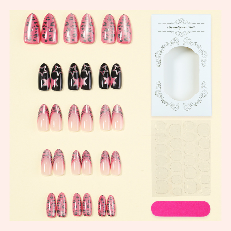 24pcs Y2K Pink Zebra Leopard P - огляд і ціна Nail Art Zebra