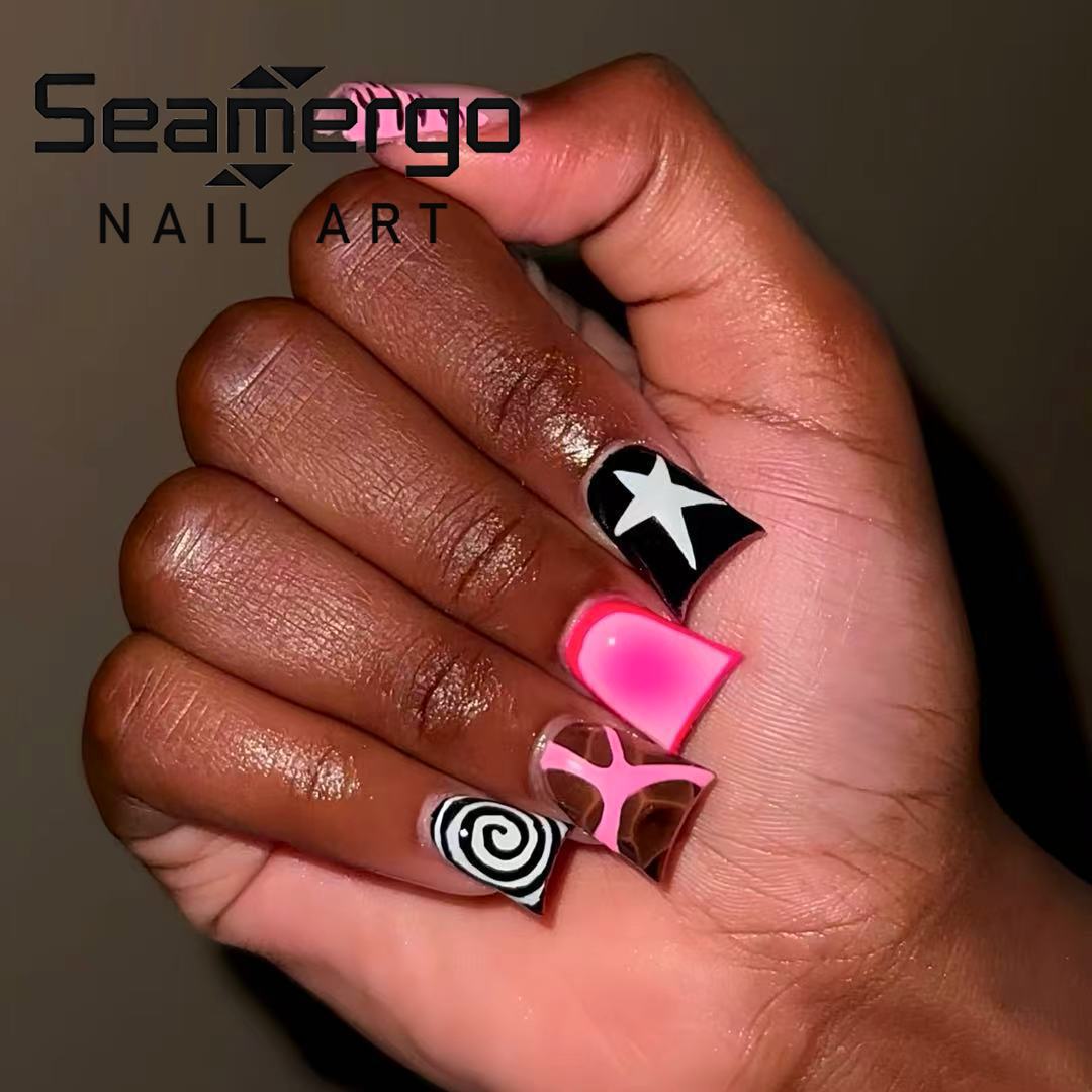 24PCS Pink Black Duckbill Pres - огляд і ціна Nail Art Zebra