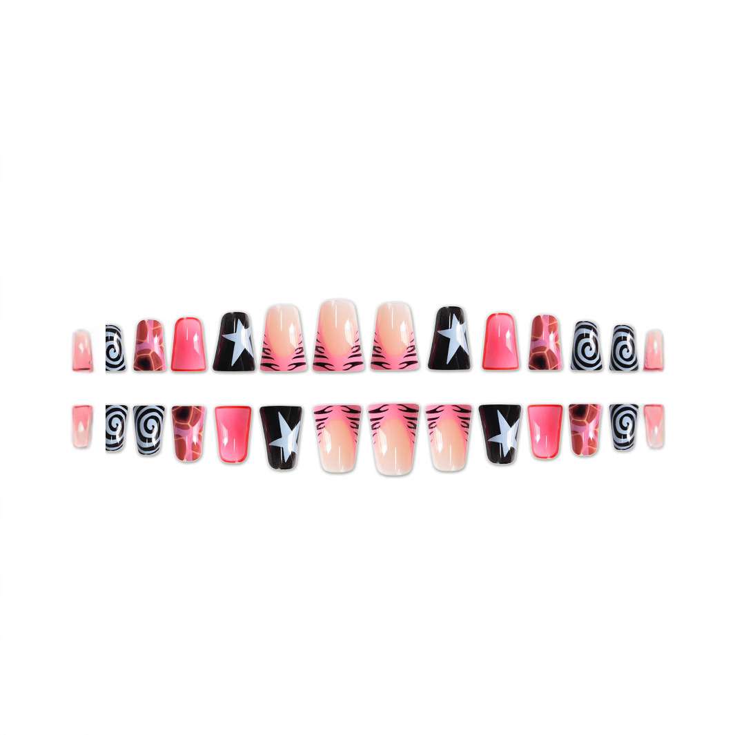 24PCS Pink Black Duckbill Pres - огляд і ціна Nail Art Zebra