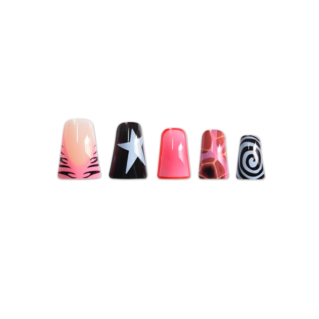 24PCS Pink Black Duckbill Pres - огляд і ціна Nail Art Zebra