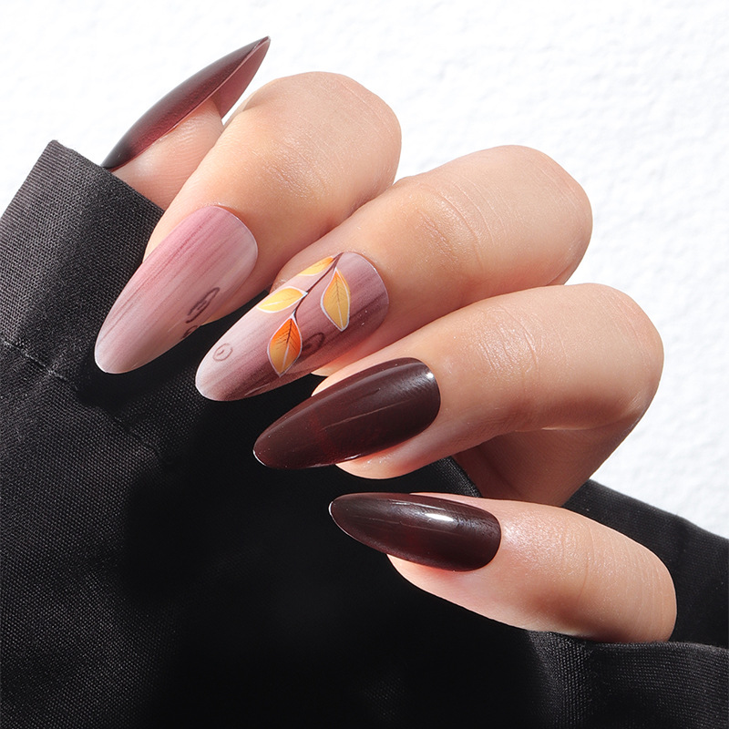 24Pcs French Almond False Nail - огляд і ціна Nail Art Red Cherry