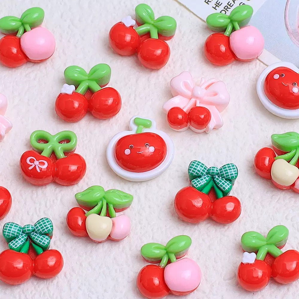 20Pcs Cute Mini cartoon with v - огляд і ціна Nail Art Red Cherry