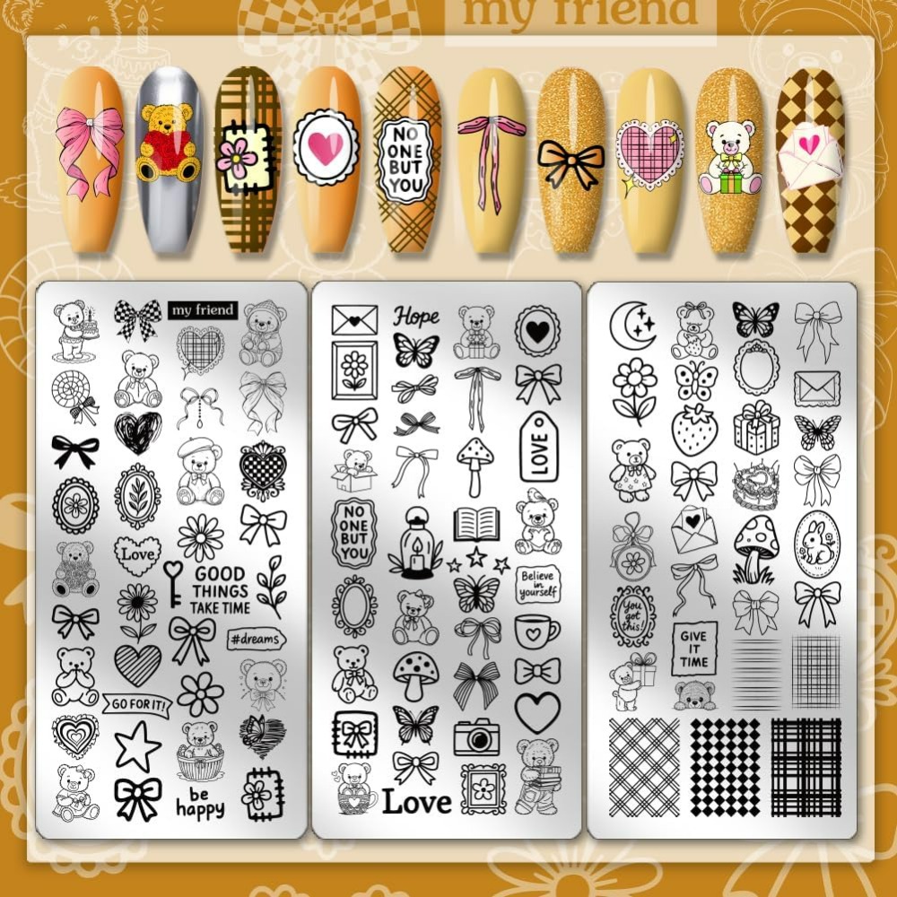 3pcs Cute Bear Nail Stamping P - огляд і ціна Nail Stamping Plate