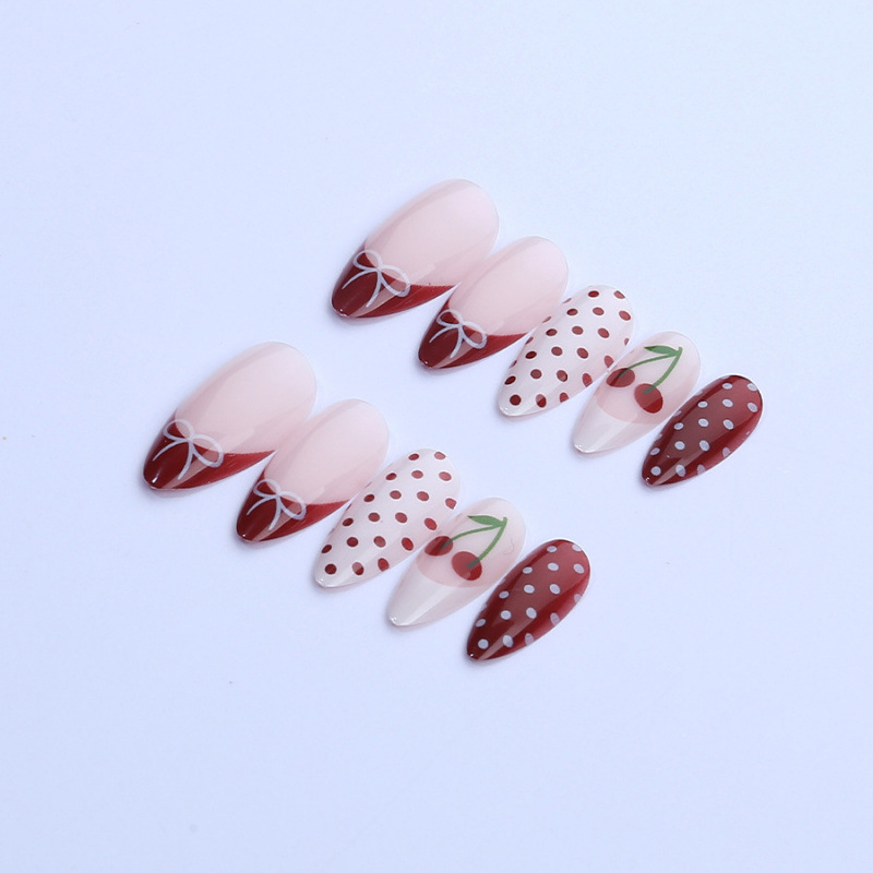 24PCS Fanshion Red French Pres - огляд і ціна Nail Art Red Cherry