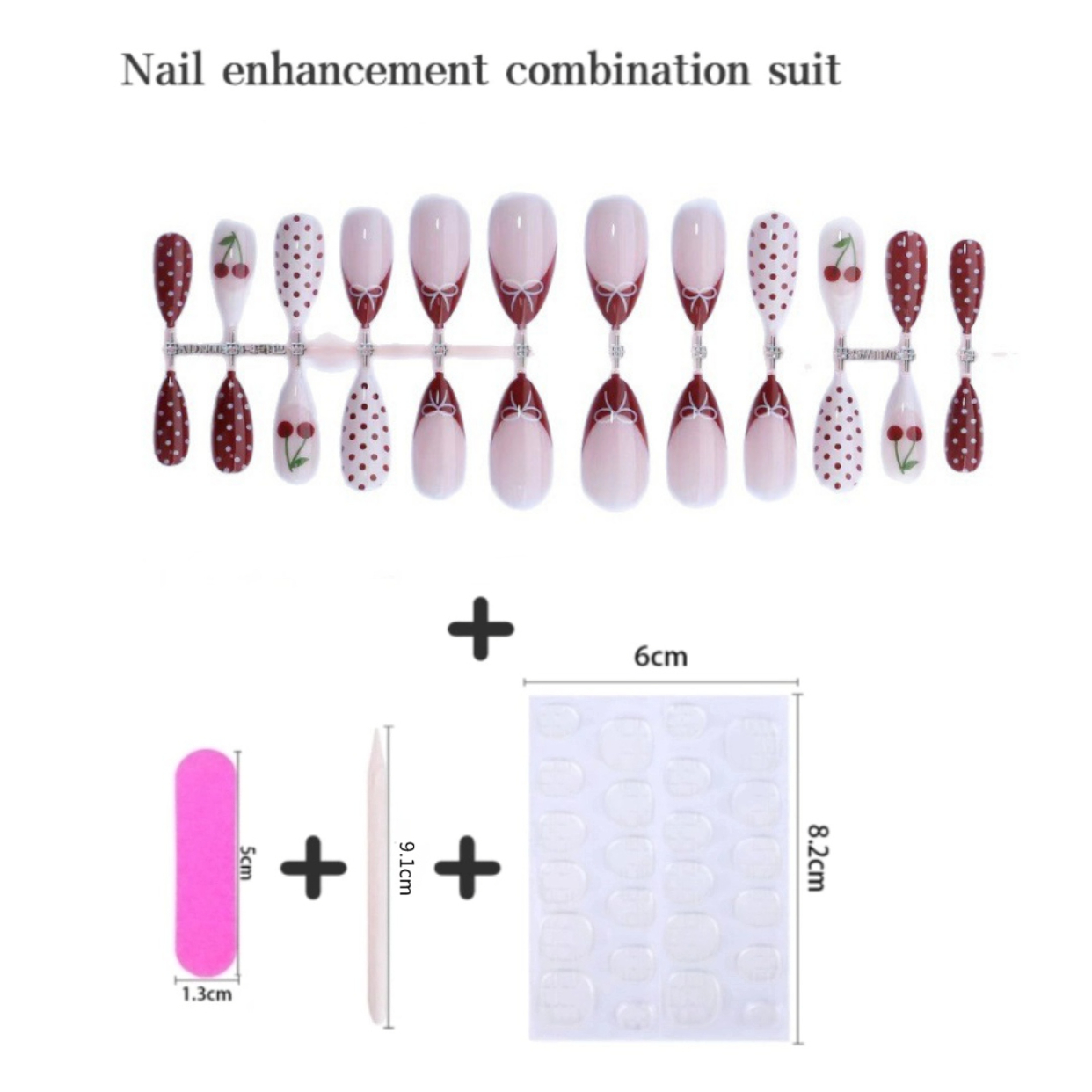 24PCS Fanshion Red French Pres - огляд і ціна Nail Art Red Cherry