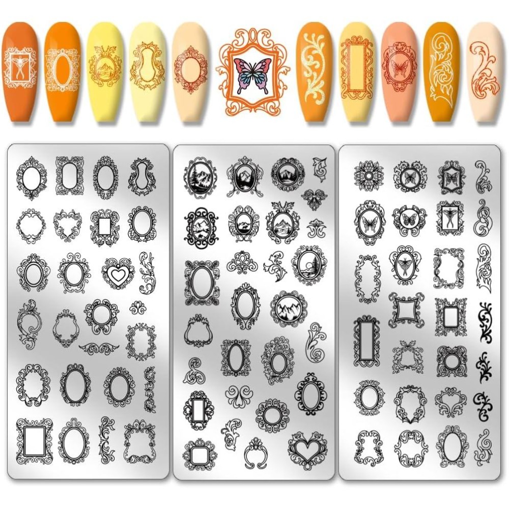 3pcs Vintage Picture Frame Nai - огляд і ціна Nail Stamping Plate