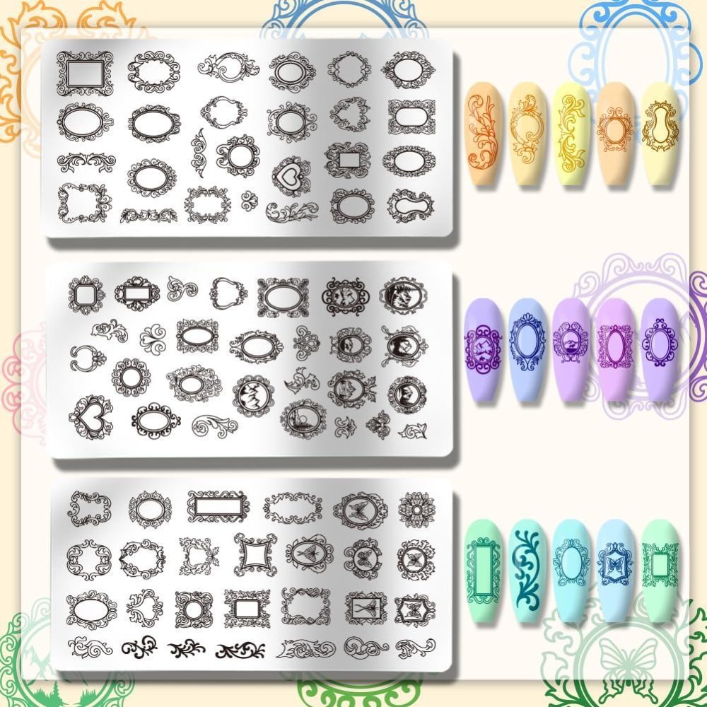3pcs Vintage Picture Frame Nai - огляд і ціна Nail Stamping Plate
