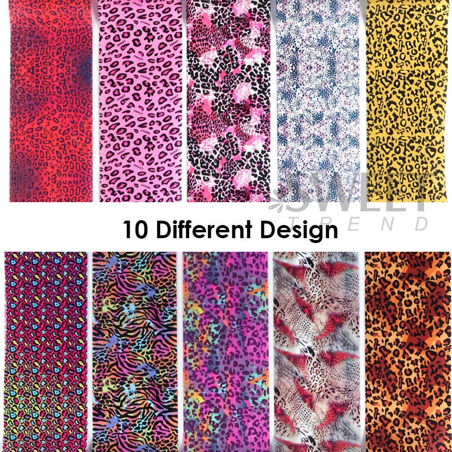 10pcs Colorful Leopard Print N - огляд і ціна Nail Art Zebra