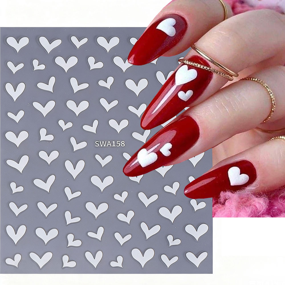 3D White Heart Valentine's Day - огляд і ціна Nail Art Valentines Day