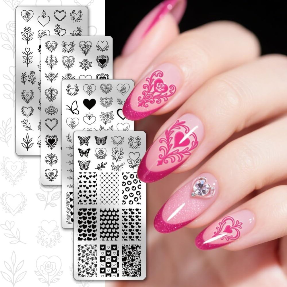 4pcs Heart Nail Stamping Plate - огляд і ціна Nail Stamping Plate