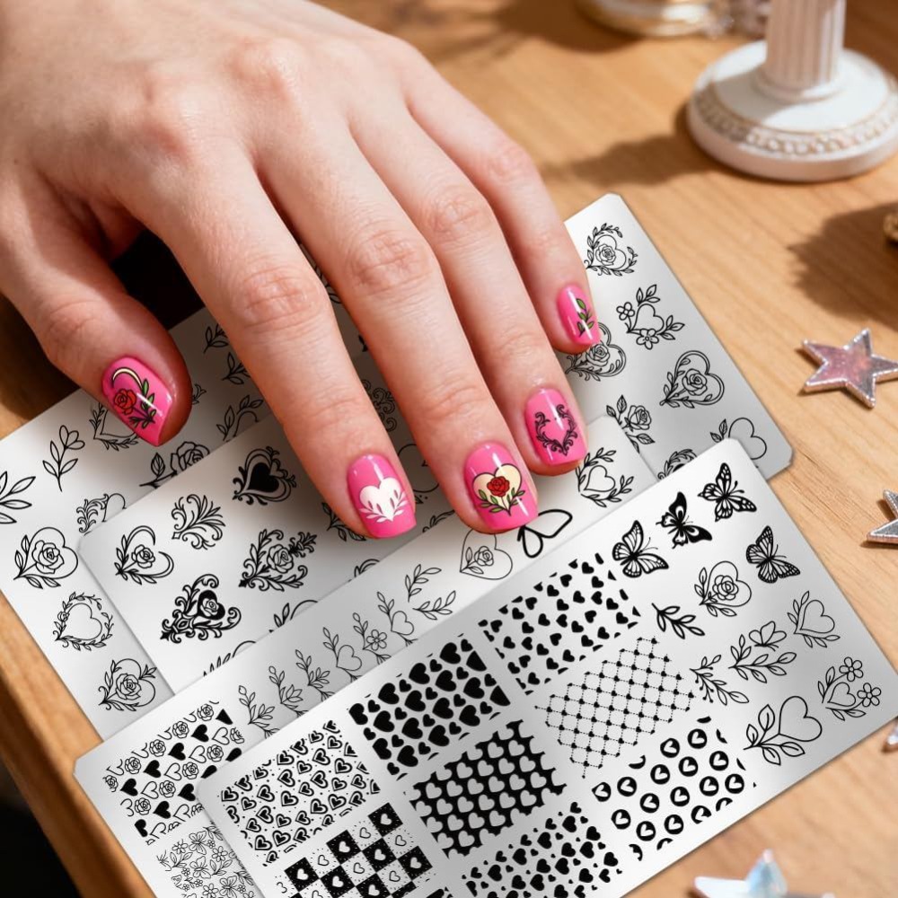 4pcs Heart Nail Stamping Plate - огляд і ціна Nail Stamping Plate