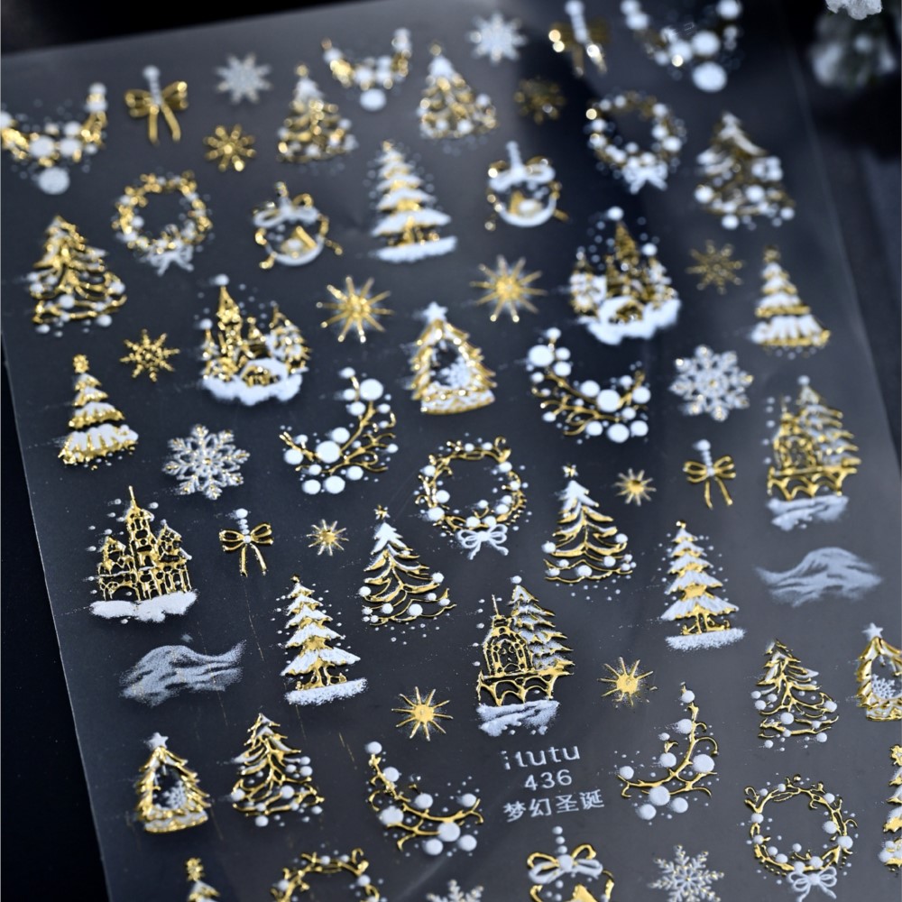 5D Embossed Gold Castle/Garlan - огляд і ціна Nail Art Xmas