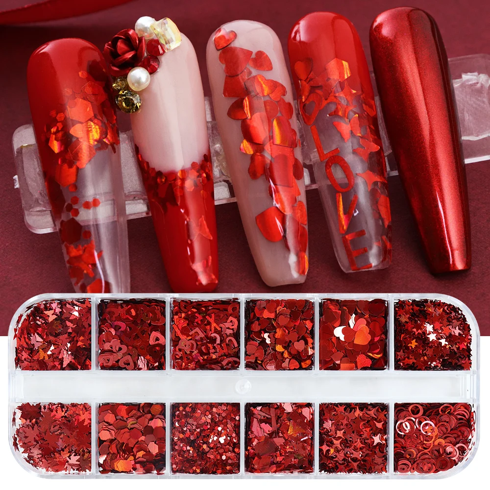 Holographic Red Nail Art Glitt - огляд і ціна Nail Art Valentines Day
