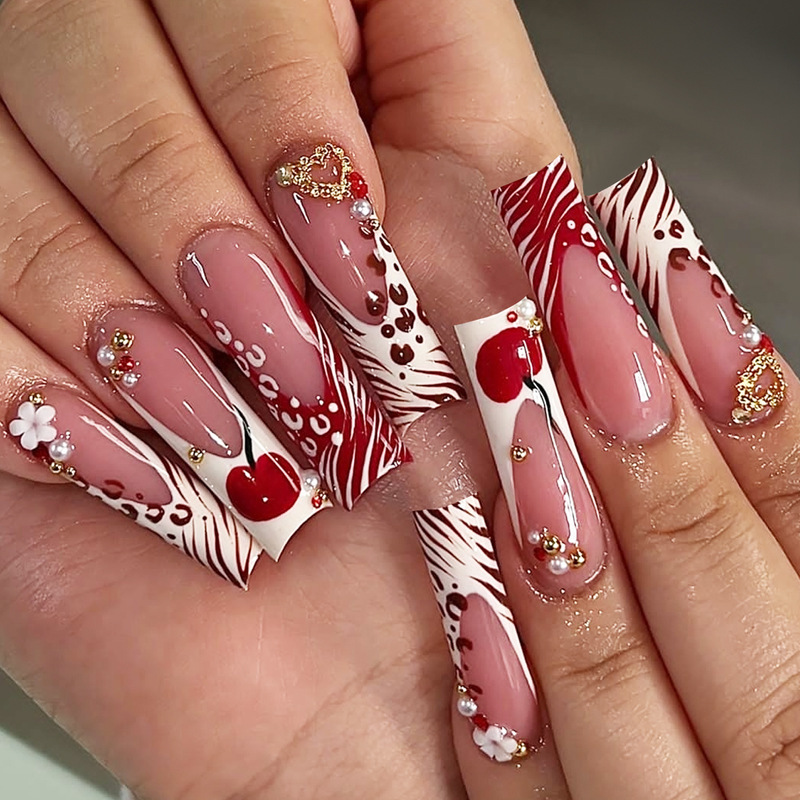 24Pcs Long Coffin Pentagram Rh - огляд і ціна Nail Art Zebra