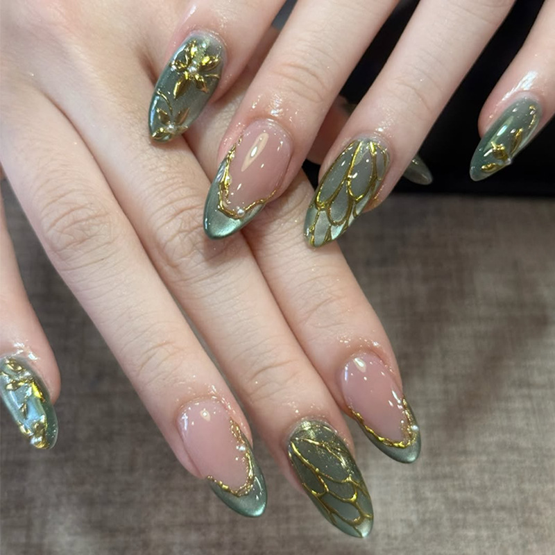 24pcs Flower Pattern Almond Pr - огляд і ціна Nail Art Y2K
