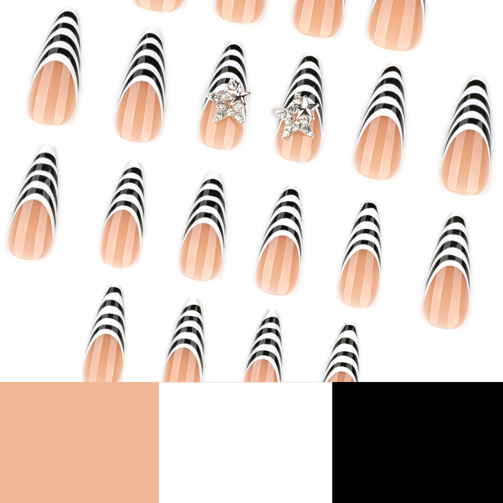 24pcs Black White Zebra Stripe - огляд і ціна Nail Art Zebra