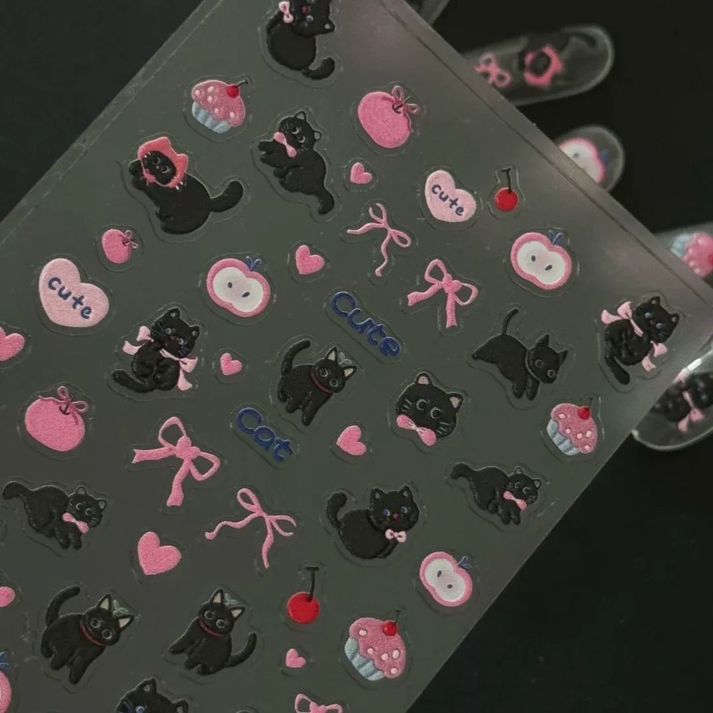 Cute Cartoon Bow Black Cat 3D  - огляд і ціна Nail Art Jelly