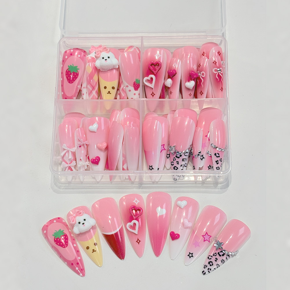 96Pcs Pink Long Stiletto Press - огляд і ціна Nail Art Y2K