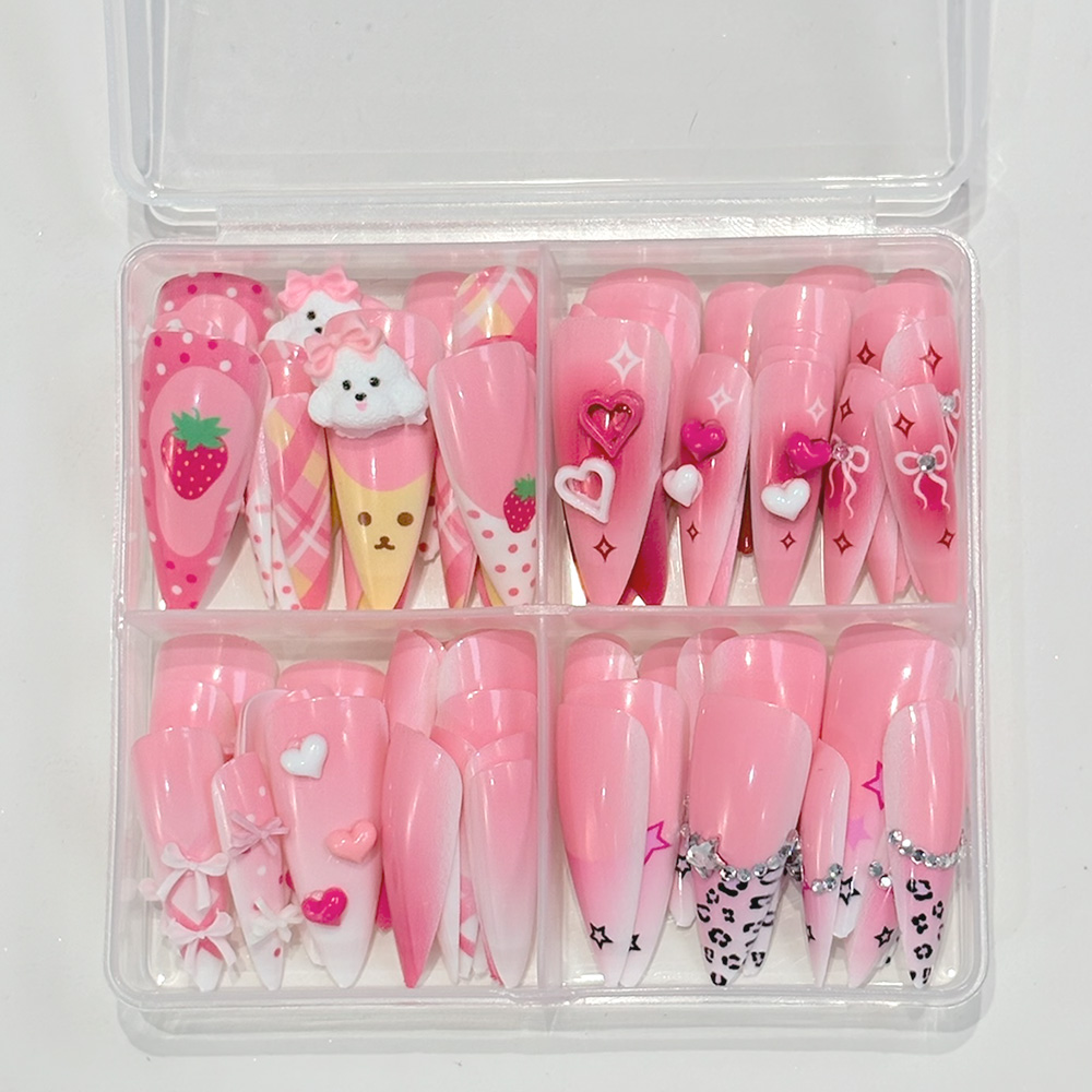 96Pcs Pink Long Stiletto Press - огляд і ціна Nail Art Y2K
