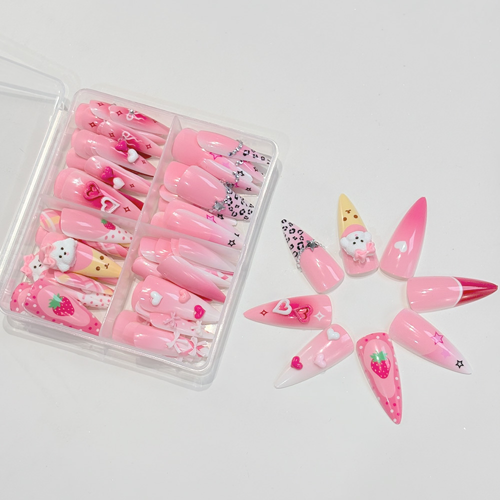 96Pcs Pink Long Stiletto Press - огляд і ціна Nail Art Y2K