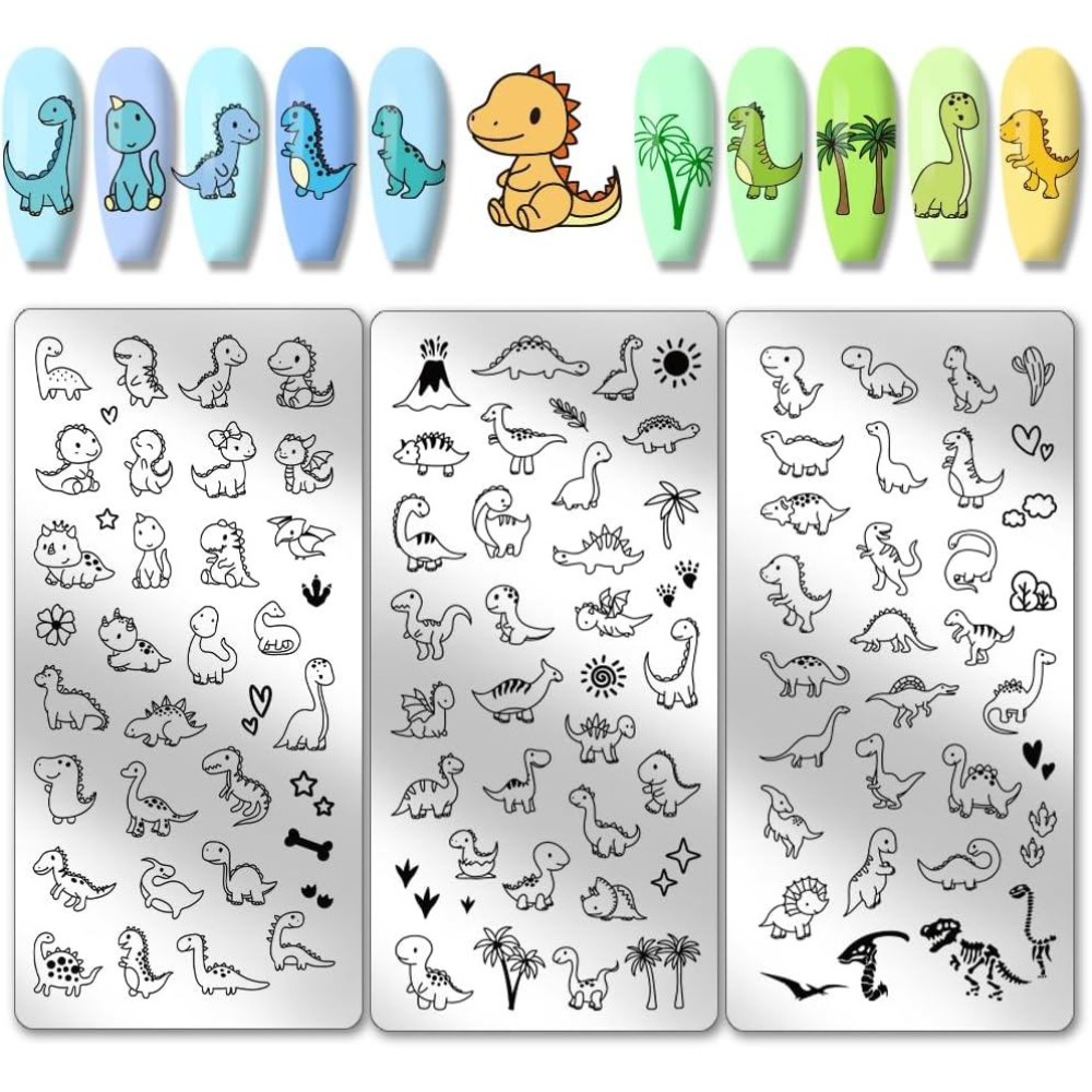 3pcs Dinosaur Nail Stamping Pl - огляд і ціна Nail Stamping Plate