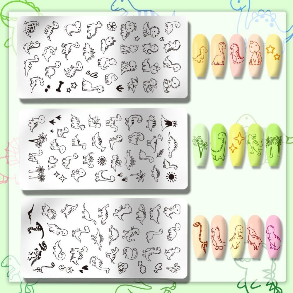 3pcs Dinosaur Nail Stamping Pl - огляд і ціна Nail Stamping Plate