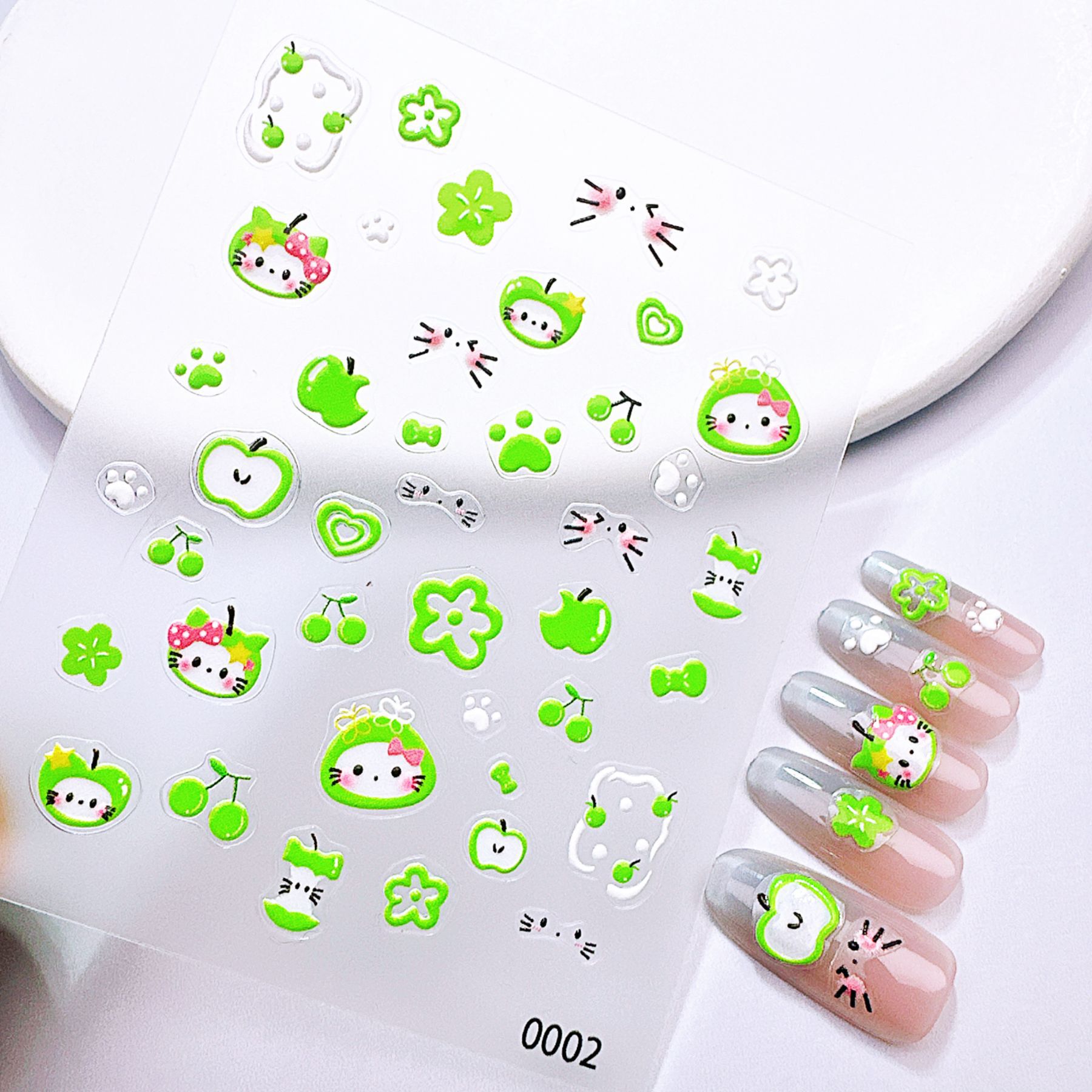 1Pcs Green & Red Apple Kitty N - огляд і ціна Nail Art Red Cherry