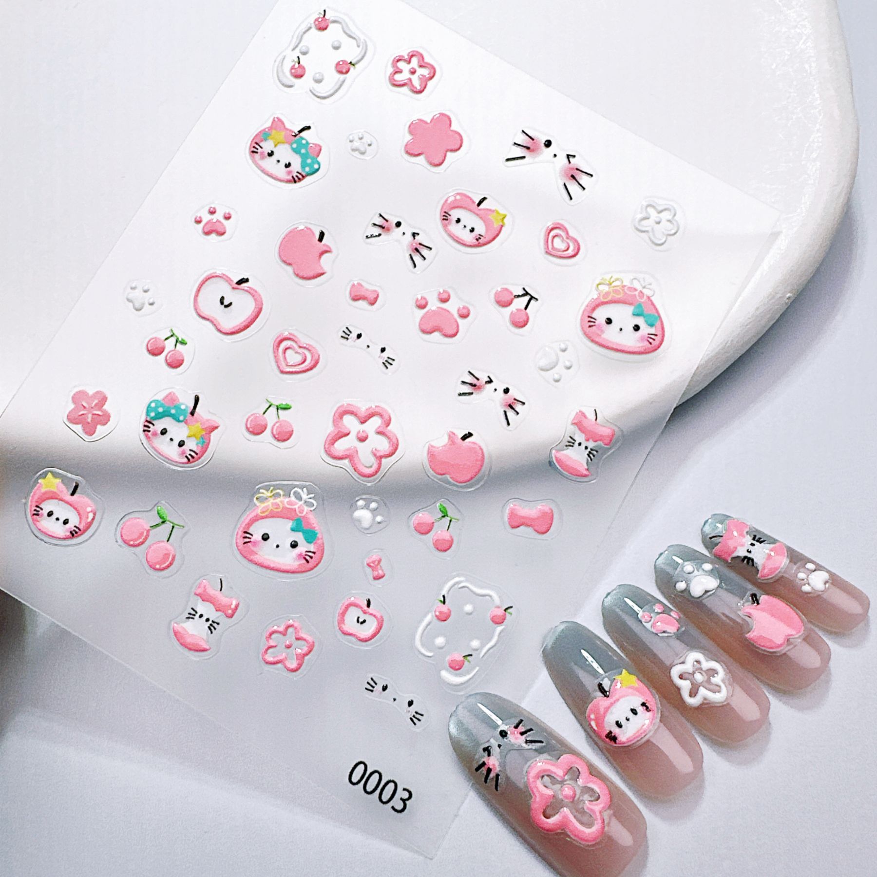 1Pcs Green & Red Apple Kitty N - огляд і ціна Nail Art Red Cherry