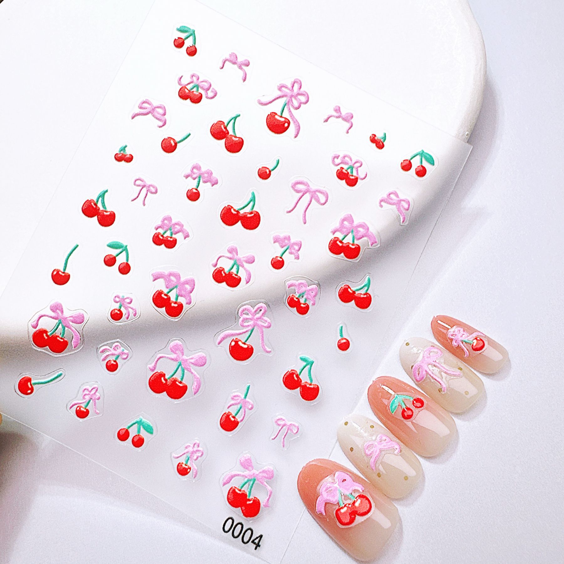 1Pcs Green & Red Apple Kitty N - огляд і ціна Nail Art Red Cherry