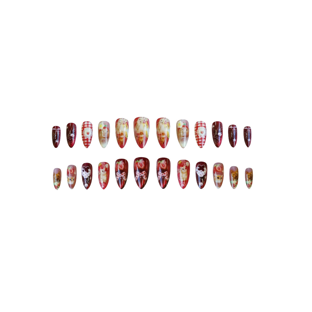 24pcs Strawberry Cat's Eye Pre - огляд і ціна Nail Art Y2K