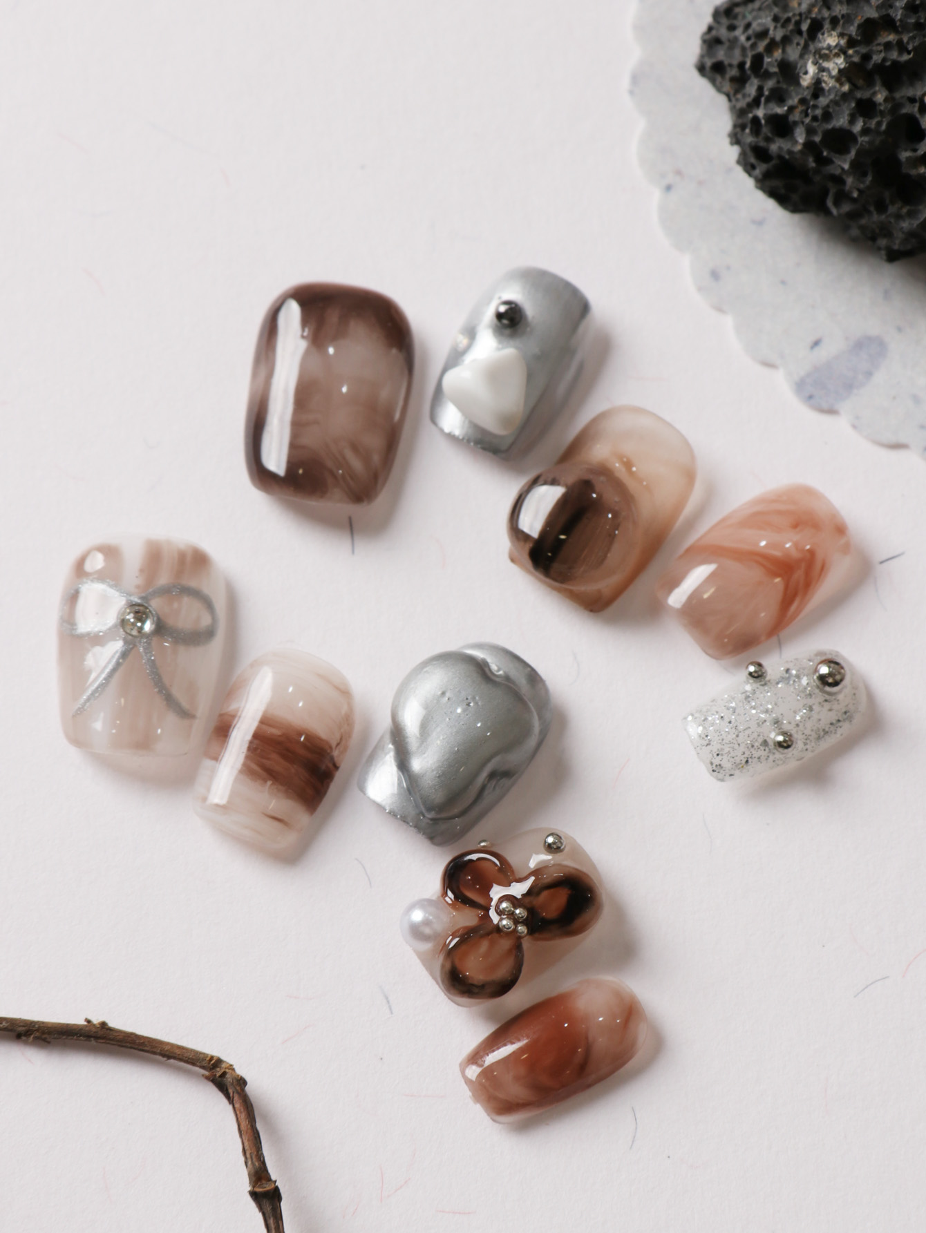 10Pcs Press on Nails Short Bro - огляд і ціна Nail Adhesive Tab