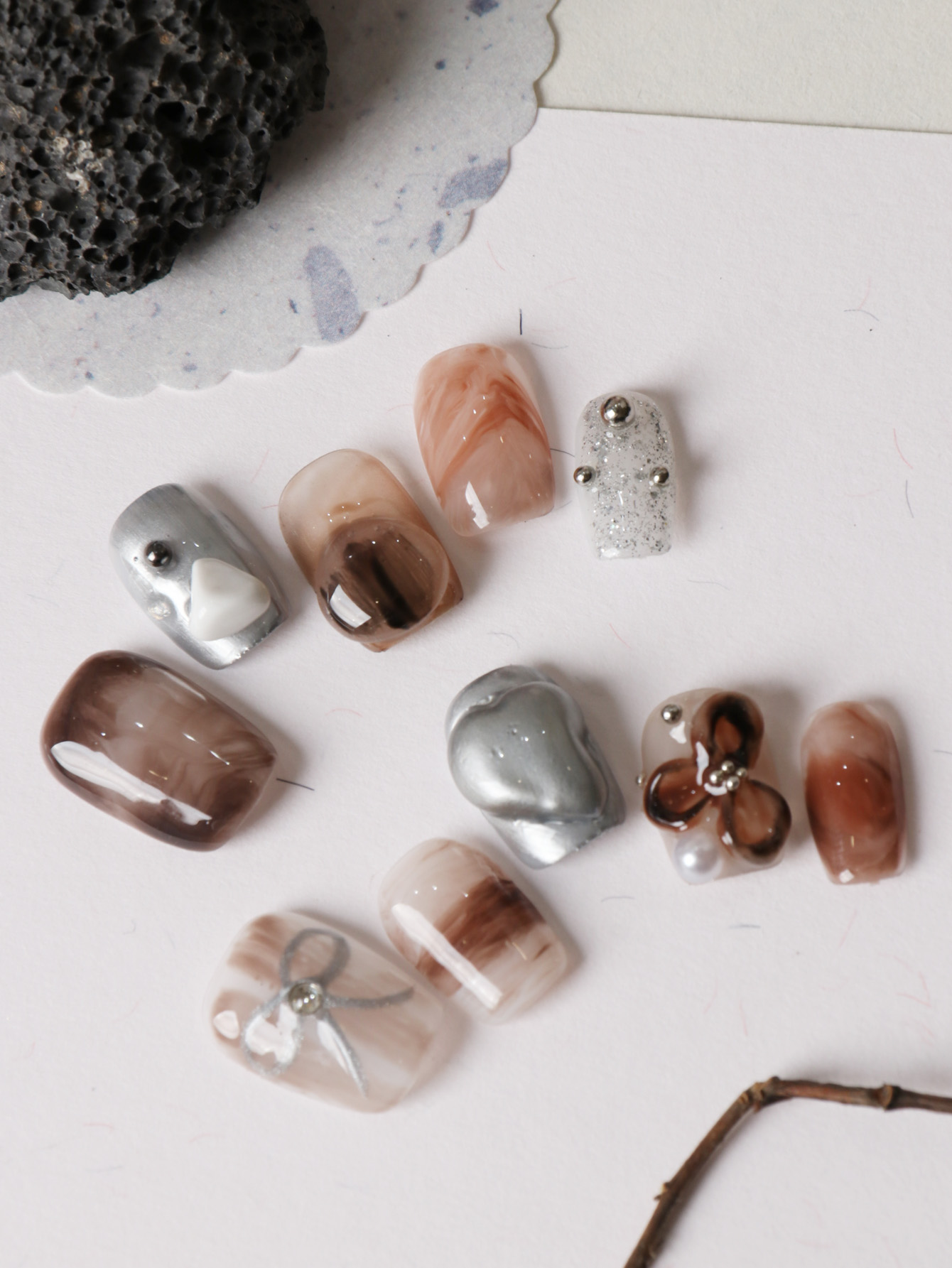 10Pcs Press on Nails Short Bro - огляд і ціна Nail Adhesive Tab